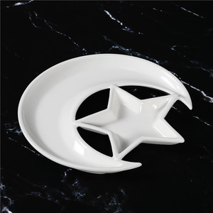 <span class=keywords><strong>Assiette</strong></span> à vaisselle en porcelaine en forme de lune au design unique créatif pour restaurant - Product Image 6