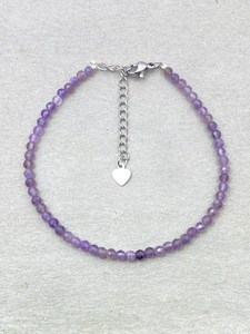 Pulsera de Amatista, Joyería Delicada con Piedras Preciosas, Cuentas Microfacetadas, Pulsera de Cristal, Joyería Minimalista, Pulsera con Piedras Preciosas Pequeñas - Product Image 2