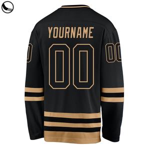 Maillots de hockey personnalisés pour jeunes hommes, vierges, sublimés, réversibles, avec broderies, maillot de hockey sur glace doré - Product Image 3