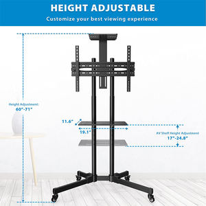 Supports de <span class=keywords><strong>télévision</strong></span> en métal de haute qualité Chariot de <span class=keywords><strong>télévision</strong></span> mobile 32-70 pouces LCD LED Support d'écran 4K pouvant contenir jusqu'à <span class=keywords><strong>120</strong></span> lb Support de sol TV avec étagère - Product Image 4