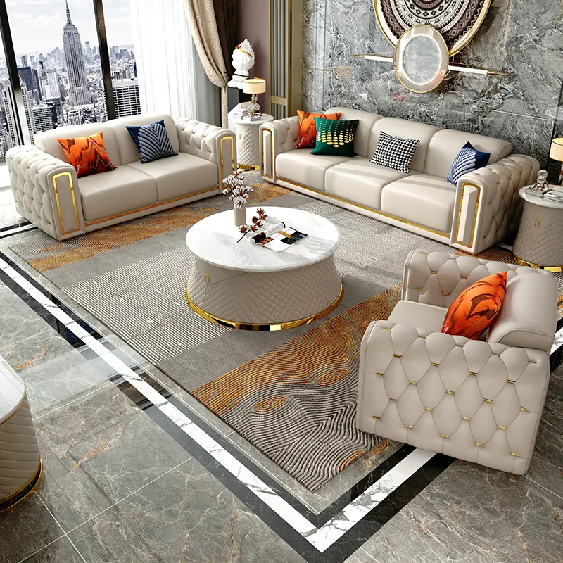 New Italian luxury style modern modular sofa light luxury simple design sofa set living room furniture