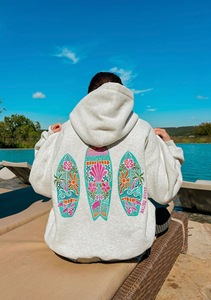 Sudadera con Capucha Azul Extra Grande, Sudadera de Forro Polar de Manga Larga con Estampado Floral en la Espalda, Ropa Casual de Calle - Product Image 4