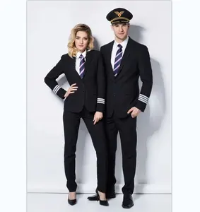 חם סרן עבודה בגדים טייס מדים מעיל + מכנסיים אבטחה מקצועי בגדי חברת תעופה