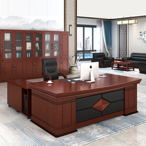 Escritorio Ejecutivo de Estilo Chino Moderno con Gabinete de Almacenamiento, Escritorio Grande para Oficina, Espacio de Trabajo para Jefes - Product Image 1