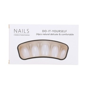 Comercio exterior Venta caliente Usable Short Al Nails Acabado 24 piezas Pegatinas simples blancas Puntas de uñas extraíbles - Product Image 5