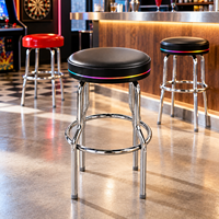 Tabouret de bar pivotant rond avec coussin en PU imprimé sur mesure, pieds en chrome poli, embouts antidérapants pour café, bar, salle de jeux, maison, cuisine