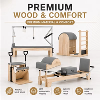 Ensemble d'équipement de Pilates portable en bois de qualité professionnelle avec Reformer, Table Trapèze, Chaise et Barres - Santé et Remodelage Corporel