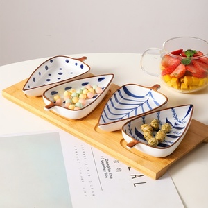 Plateau en bois moderne et créatif en céramique <span class=keywords><strong>pour</strong></span> le salon Assiette à fruits avec motif de feuilles Assiette à sauce <span class=keywords><strong>pour</strong></span> collation - Product Image 1