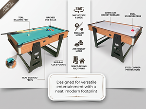 Mesa de <span class=keywords><strong>Billar</strong></span> y <span class=keywords><strong>Hockey</strong></span> de Aire 2 en 1, Plegable y Portátil, de 170 cm con Rotación de 360 Grados, para Entretenimiento y Deporte en el Hogar - Product Image 2