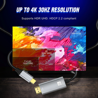Cable USB Tipo C a HDMI 4K 30Hz, Adaptador USB-C HDMI de Aleación de Aluminio para Monitor, Proyector, Teléfono, Portátil, Modo Alternativo DP, HDCP 2.2