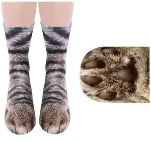 뜨거운 판매 남여 양말 동물 발 패턴 3D 인쇄 긴 양말 고양이 얼룩말 표범 돼지 오리 발 탄성 통기성 재미 있은 양말