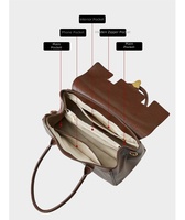 Sac à main de bureau structuré en cuir véritable de style vintage de qualité supérieure pour femmes, deux sangles, résistant à l'eau, antivol
