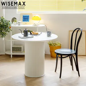 Mesa de comedor redonda de madera para 4 asientos, mueble minimalista de diseñador para restaurante y hogar