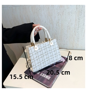 Nouveauté 2026 : Sacs à main tendance en laine à carreaux pour femme – Sacs bandoulière noir et blanc pour femme - Product Image 3