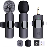 Micrófono de Solapa Inalámbrico K15 C 3 en 1 Mini 2.4G con Cancelación de Ruido y Retardo Ultrabajo para Cámara de Video de iPhone/Android