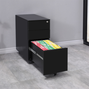 Minimalist Black 3 <b>Drawer</b> Metal <b>Filing</b> Cabinet With Key Lock For Home Office Use - Product Image 4