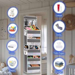 2-in-1 Adjustable Over the <b>Door</b> Organizer with Strong 49 Lbs <b>Weight</b> Capacity Fabric Hanging <b>Door</b> Clothing Organizer - Product Image 4