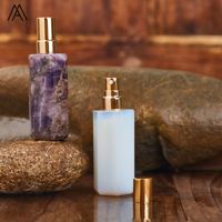 Flacon de parfum cosmétique en cristal naturel hexagonal en or 18 carats pour femmes, cadeau de mariage avec style bohème