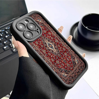 Coque de téléphone portable antichoc en TPU avec motif floral totem rouge et design d'objectif en échelle pour iPhone 12 13 14 15 16 17 18 Pro Max