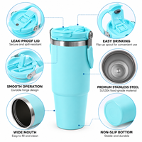 Gobelet isotherme personnalisé de 40 oz à double paroi en acier inoxydable 304 avec couvercle anti-fuite et poignée pour le sport et la gym