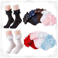 Chaussettes fines Lolita à dentelle pour femme, en coton tricoté, respirantes, style japonais, motif princesse féerique, pour l'été et le quotidien