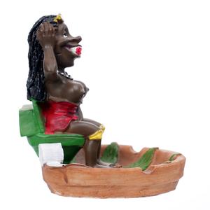 Nouveau 2025 Vente en gros Cendrier en résine en forme de tête féminine pour fumeurs, petit format 95mm-120mm, style jamaïcain original - Product Image 4