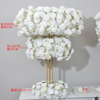 Support à fleurs de mariage en métal doré 120 cm |   Structure en fer à double niveau pour centre de table de fête |   Décoration d'événements festifs