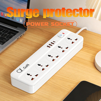 Protector de Sobretensión, Regleta de Enchufes Universal Multifunción con Carga Rápida GaN, Cable de Extensión con Enchufes EU, US, UK, AU y Puertos USB