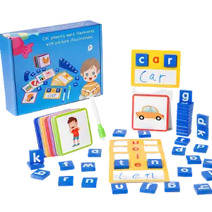 Vente en gros jouet d'apprentissage de l'alphabet preshcool jouets éducatifs blocs de bois cvc jeux d'orthographe de mots pour les enfants