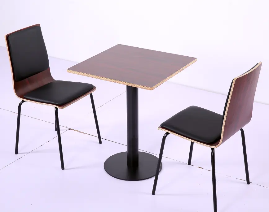 Modern restoran Cafe siyah Metal paslanmaz çelik özelleştirilmiş tasarım ahşap koltuk yemek sandalyeleri