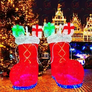 Nuove Decorazioni Natalizie Commerciali per Esterni, Grandi Motivi 3D a Forma di Stivale di Babbo Natale per Parchi, Chiese e Strade - Product Image 3