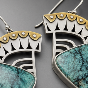 Orecchini Pendenti Geometrici a Triangolo per Donne, Stile Vintage Bicolore, Accessori per Orecchie da Indossare Quotidianamente - Product Image 3