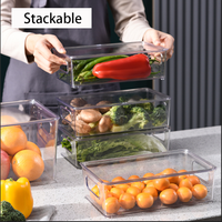 Nouvelle corbeille de rangement alimentaire carrée multifonctionnelle en plastique PET transparent 2023, capacité 3-6L, avec couvercle amovible, boîte en carton