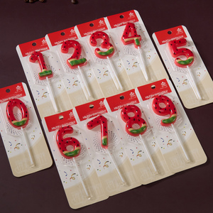 Bougies d'anniversaire personnalisées à thème pastèque en cire de paraffine imprimées UV avec numéro pour animaux de compagnie, enfants, fêtes, mariages, Noël, non toxiques - Product Image 2