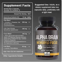 Complément Nootropique Alpha Brain |   Soutient la mémoire, la concentration et les fonctions cognitives avec L-Théanine, Bacopa et Huperzine A - 30 Capsules