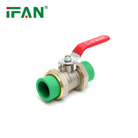 Vanne à boisseau sphérique en laiton IFAN PPR pour raccords de tuyauterie en plastique, avec noyau en fer et double union en laiton