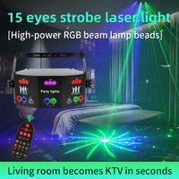 15 lumières laser stroboscopiques pour DJ, décoration, faisceau DMX, lumière LED disco, commande vocale pour boîte de nuit, fête à domicile, effets d'éclairage de scène