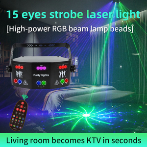 15 lumières laser stroboscopiques pour DJ, décoration, faisceau DMX, lumière LED disco, commande vocale pour boîte de nuit, fête à domicile, effets d'éclairage de scène - Product Image 2