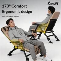 Chaise de pêche et de jardin tout-terrain avec roulettes pivotantes universelles, 20 cm (avant) et 10 cm (arrière), dossier inclinable à 170 degrés, en carbone épaissi
