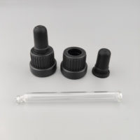Bouchon compte-gouttes en plastique inviolable 18 mm compte-gouttes noir mat avec pipette en verre et caoutchouc de silicone pour bouteilles d'huile essentielle