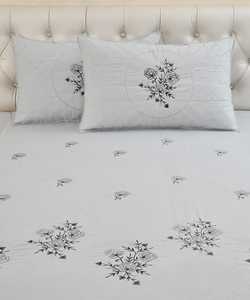 Luxury Silvia 3 Piece Embroidery <b>King</b> <b>Size</b> Bedsheet Set 108x108 Inch with 2 Quilted Embroidery Pillow Covers - Product Image 3
