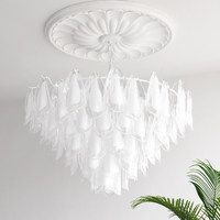Lustre en verre à pétales de style minimaliste moderne Murano pour hôtels, idéal pour plafonds hauts, salons, chambres et salles à manger