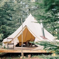 Tente cloche Sahara extra large de 4 m, en toile de coton imperméable, style yourte avec auvent et foyer