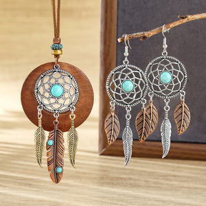 ชุดเครื่องประดับชนเผ่าของผู้หญิงชุดเครื่องประดับสร้อยคอต่างหูสร้อยคอเครื่องรางเครื่องดักฝันสำหรับงานแต่งงานงานครบรอบ - Product Image 1
