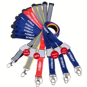 High Quality Personalized Custom Logo Aviation Neck Strap Silk Screen Printed <b>Polyester</b> Airline Air <b>Lanyard</b> for Staff - Product Image 1