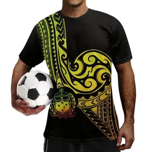 批发大码足球运动衫短袖波利尼西亚部落萨摩亚纹身图腾涤纶定制男式足球运动衫