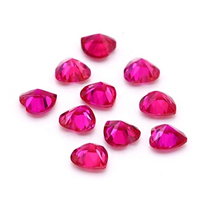 Yingma laboratório criado pedras de corindo 5 #, coração cortado solto pedras preciosas sintético vermelho corindo para jóias - Product Image 4