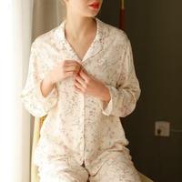 Ensemble de pyjamas personnalisés 100% viscose pour filles, vêtements de nuit avec fermeture élastique à la taille, taille XL - 4XL, motif fleurs