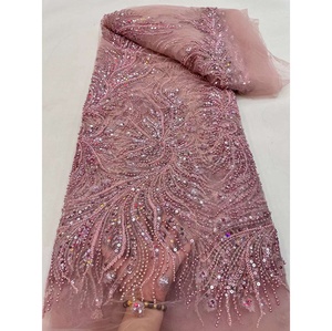 Nặng Đính Cườm Vải Sang Trọng Cho Đám Cưới Vải Tuyn Ren Với Hạt Pháp <span class=keywords><strong>Net</strong></span> Ren Vải Cho Bộ Sưu Tập Mới - Product Image 4