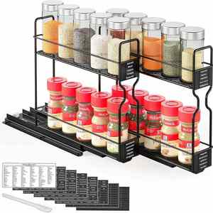Carbon Steel Double Tier Rust Resistant Modern Storage Holders <b>Racks</b> Spice <b>Racks</b> <b>Kitchen</b> Under Sink Organizers Sliding Drawer - Product Image 6
